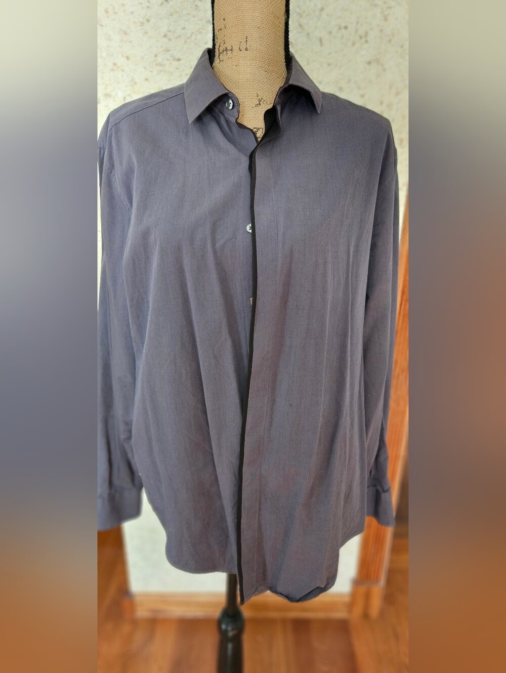 DKNY Men's Dark Charcoal Button-Up Dress Shirt